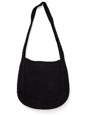 Banana Republic Crochet‎ Knit Shoulder Bag Black Boho Hobo Tote Purse